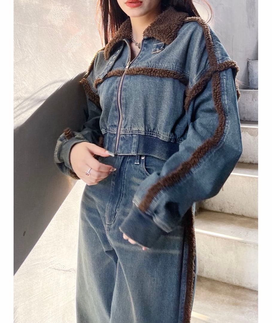 EVRIS デニム ボアブルゾン　セットアップ