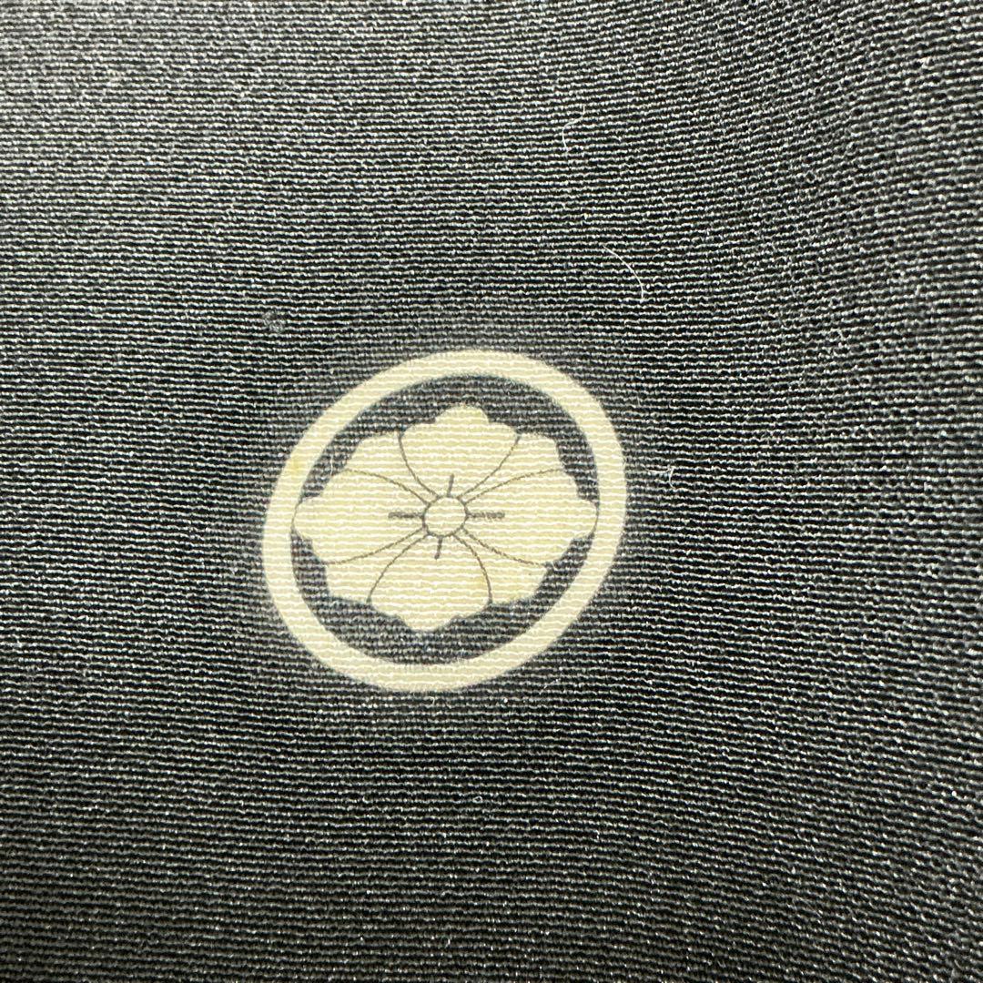 b320 正絹　黒留袖　比翼付　五つ紋　乱菊　着物