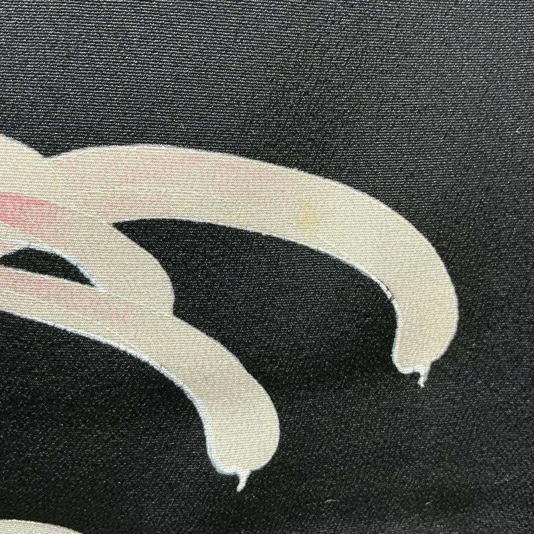 b320 正絹　黒留袖　比翼付　五つ紋　乱菊　着物