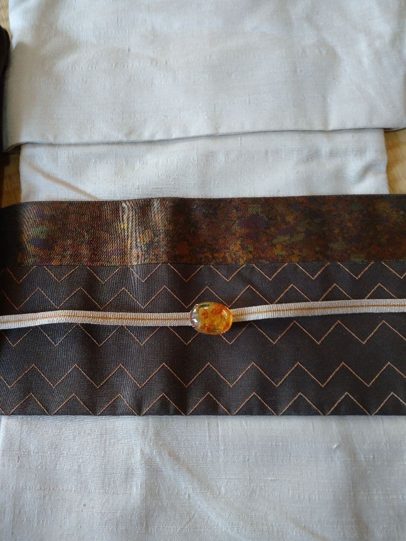 焼箔 正絹六通袋帯