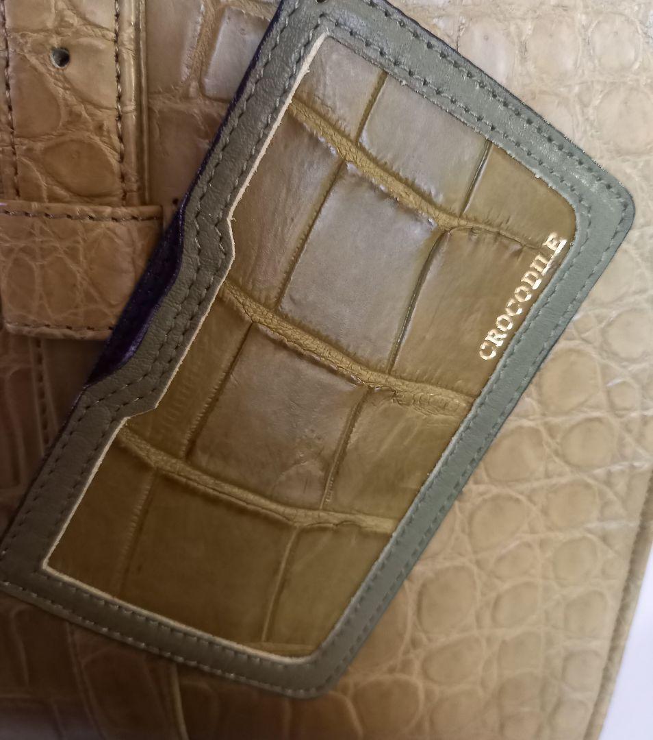 GRES クロコダイルバッグ JRA認定品　カーキー　緑 ビジネスバッグ