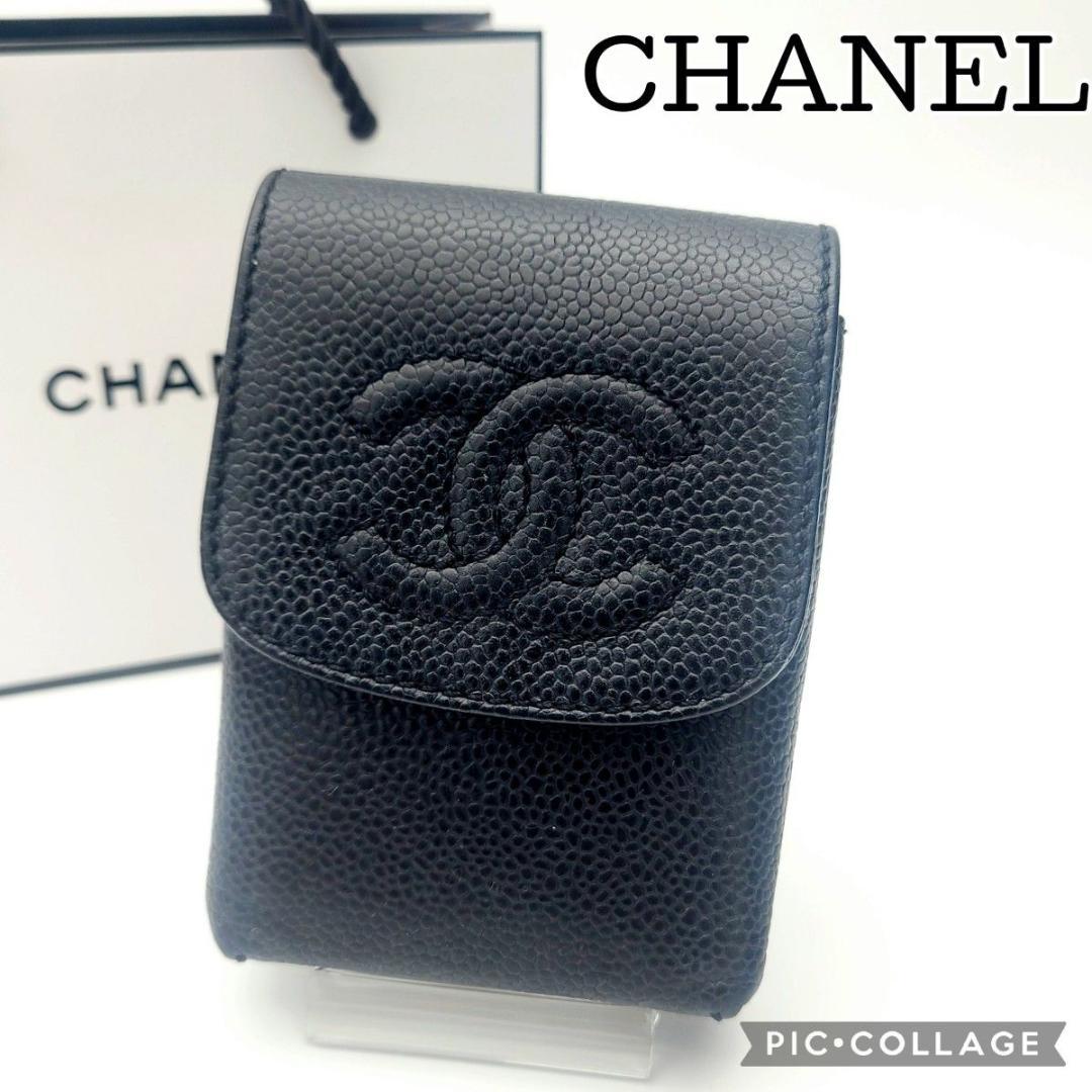 美品 シャネル キャビアスキン タバコケース　シガレット ココマーク シール