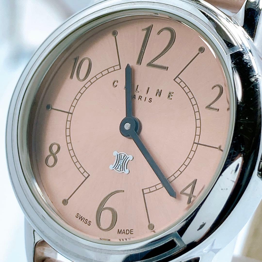 592 セリーヌ　トリオンフ　ラウンド　マカダム　ピンク　腕時計　希少