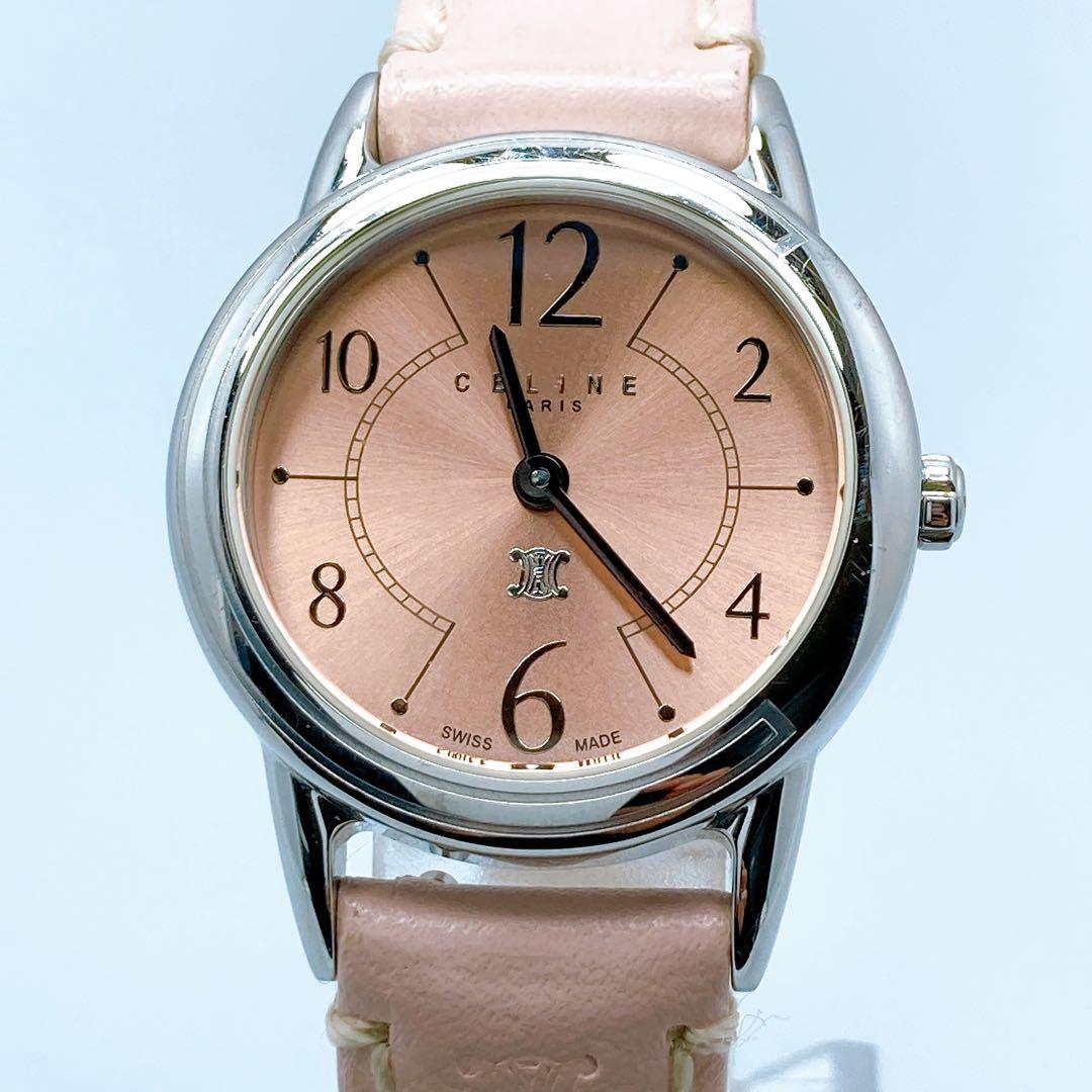 592 セリーヌ　トリオンフ　ラウンド　マカダム　ピンク　腕時計　希少