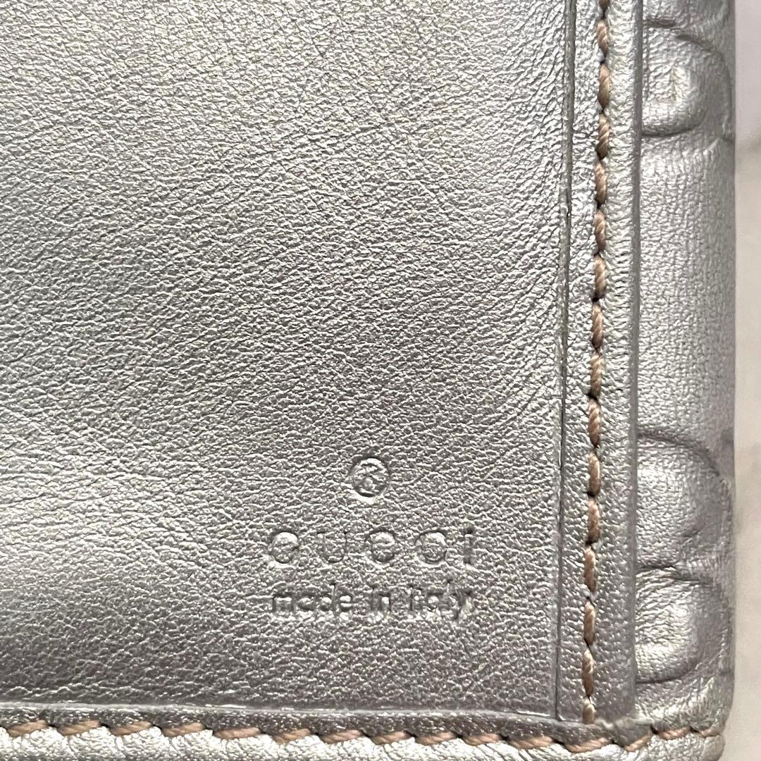 グッチ　GUCCI ラブリーハート GGシマレザー シルバー長財布　0111-③
