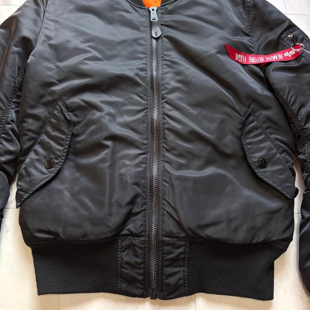 【美品】アルファ MA-1 フライトジャケット ブラック L 短丈 リバーシブル