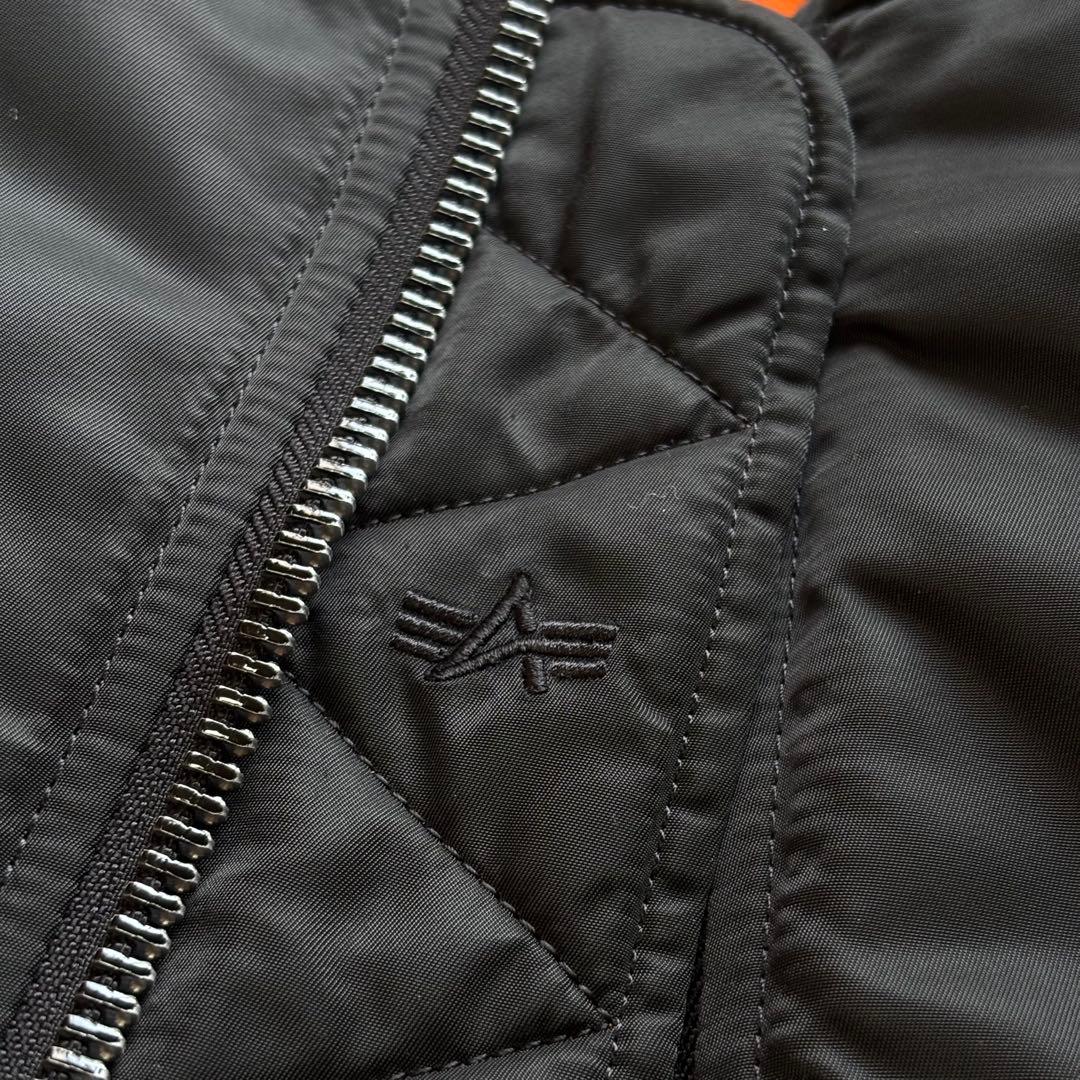 【美品】アルファ MA-1 フライトジャケット ブラック L 短丈 リバーシブル