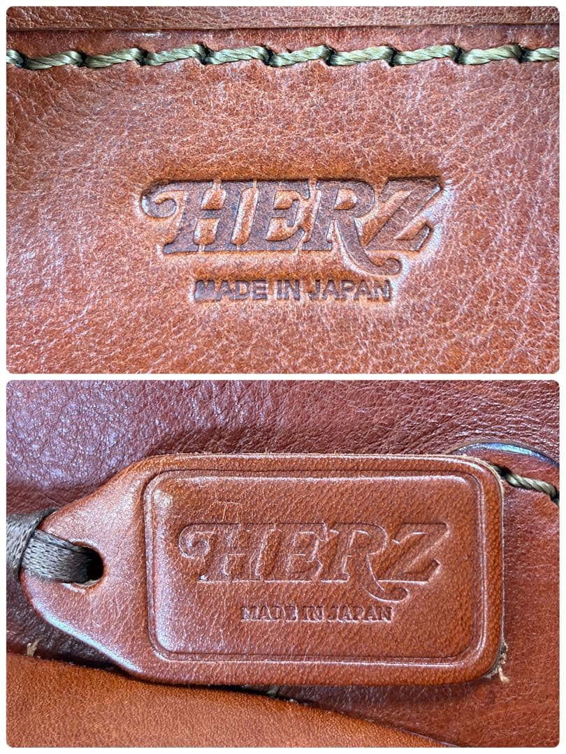 ヘルツ ラックスリュック ヌメ革 ゴールド金具 チャーム 自立 A4可ブラウン