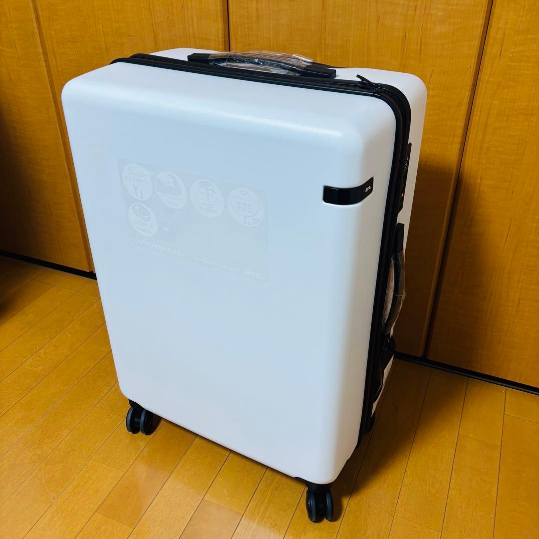 【未使用】ACE ホワイト　スーツケース　4輪　大型　74L コーナーストーンＺ