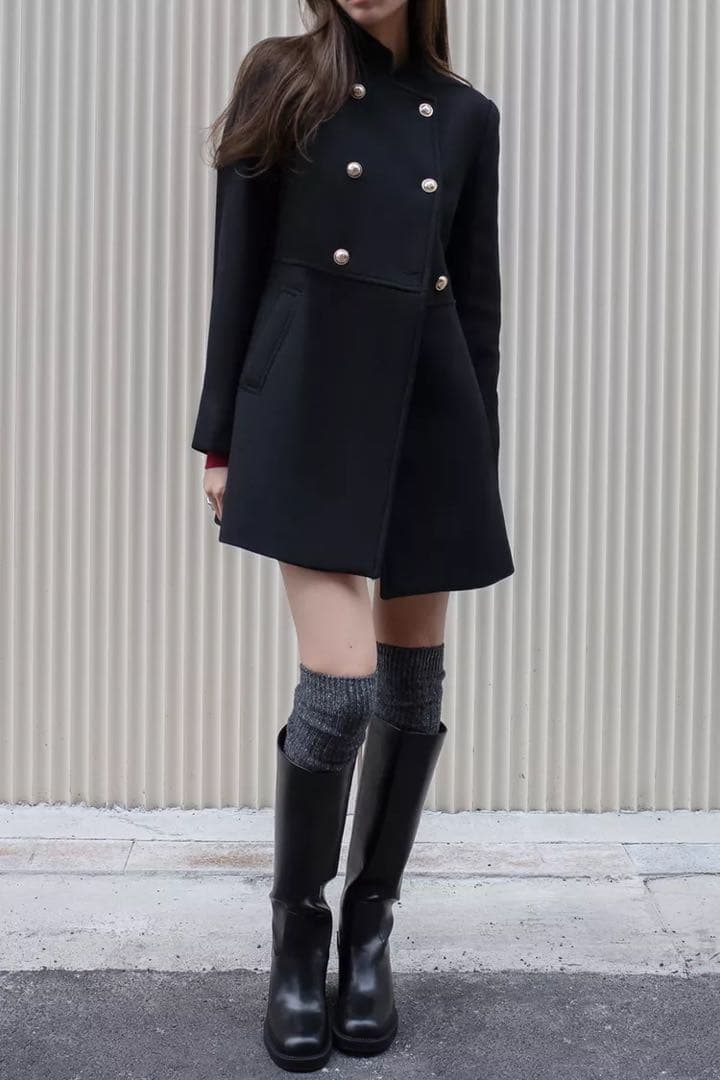 ZARA ウールダブルブレスコート　S