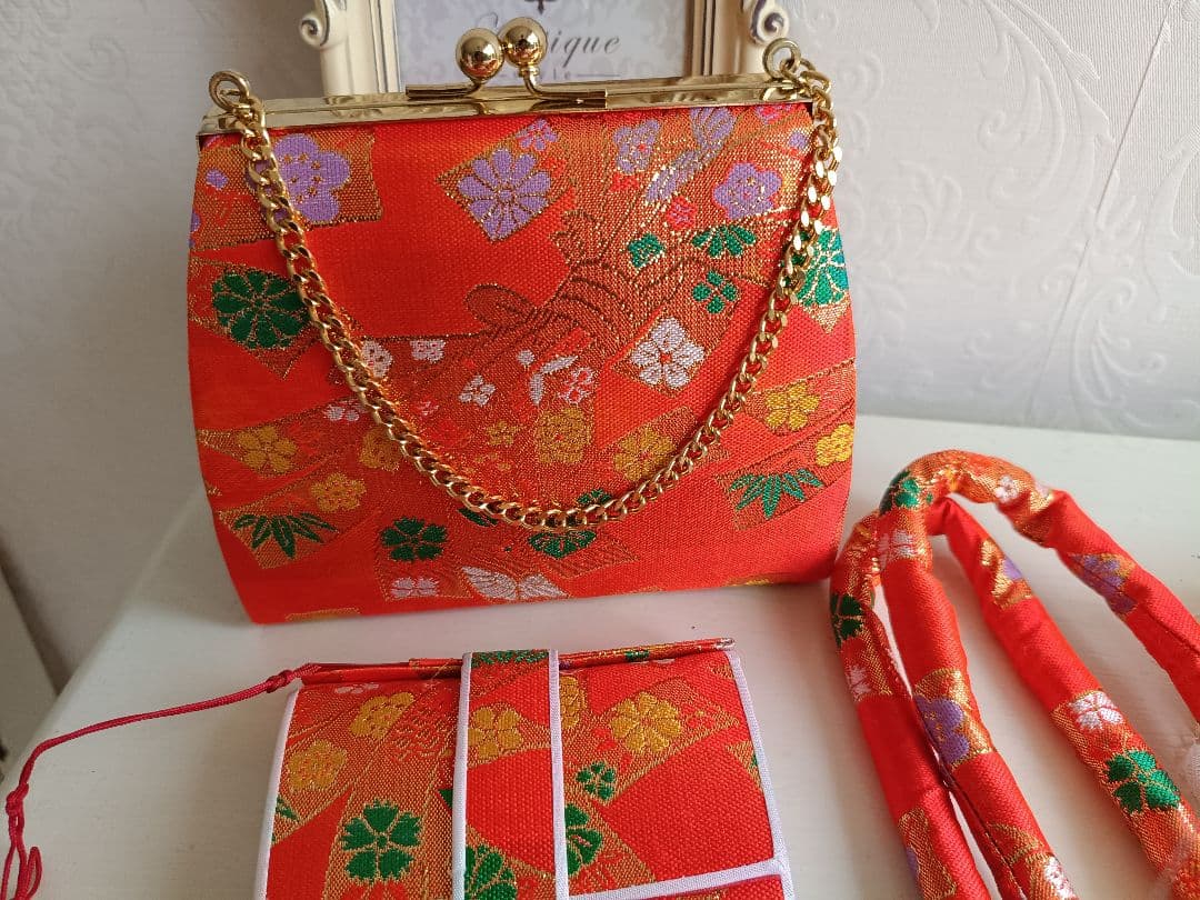 刺繍いりブルーピンクの着物に白シルバーの作り帯セット☆七五三などに