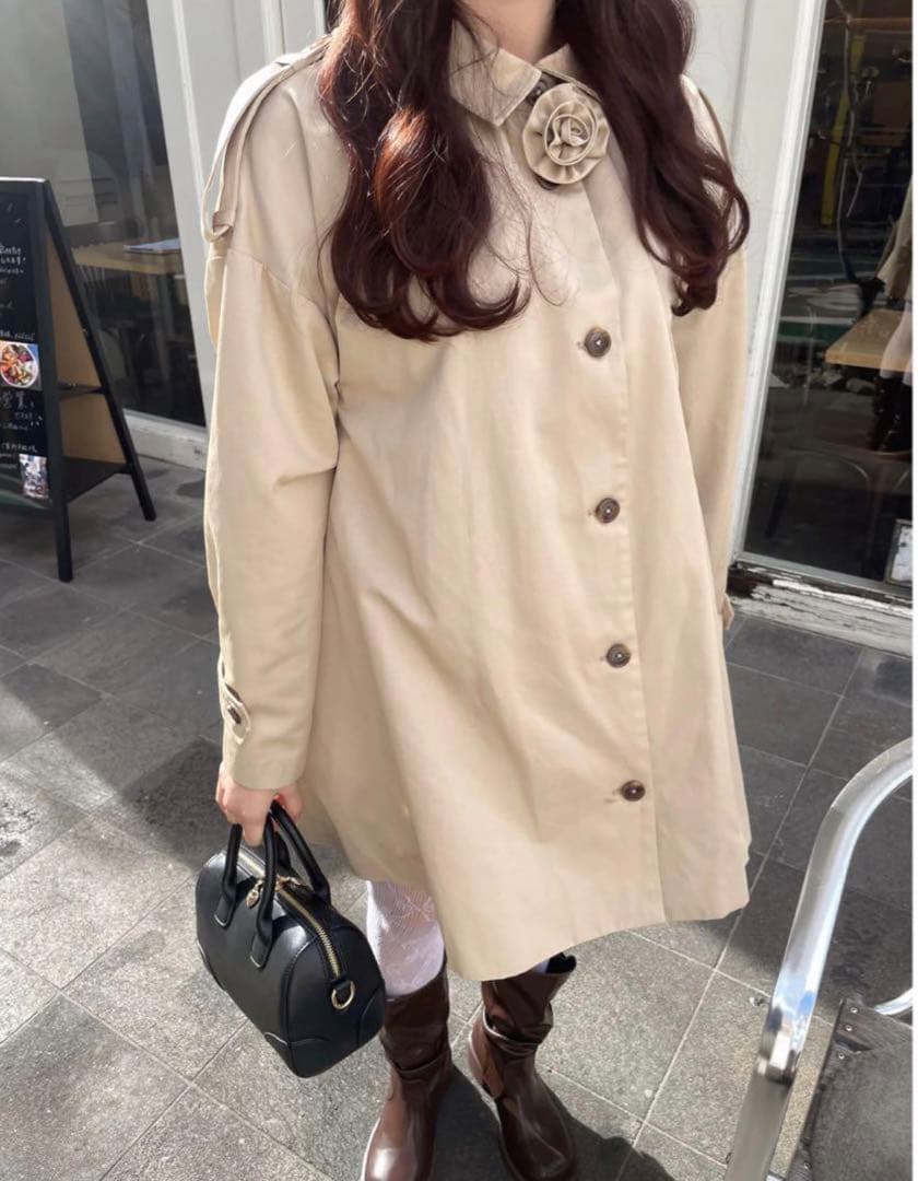 ジャケット・アウター muguet rose midi trench coat dark beige