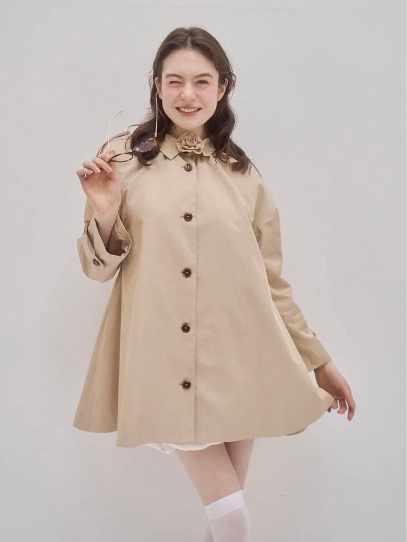 ジャケット・アウター muguet rose midi trench coat dark beige