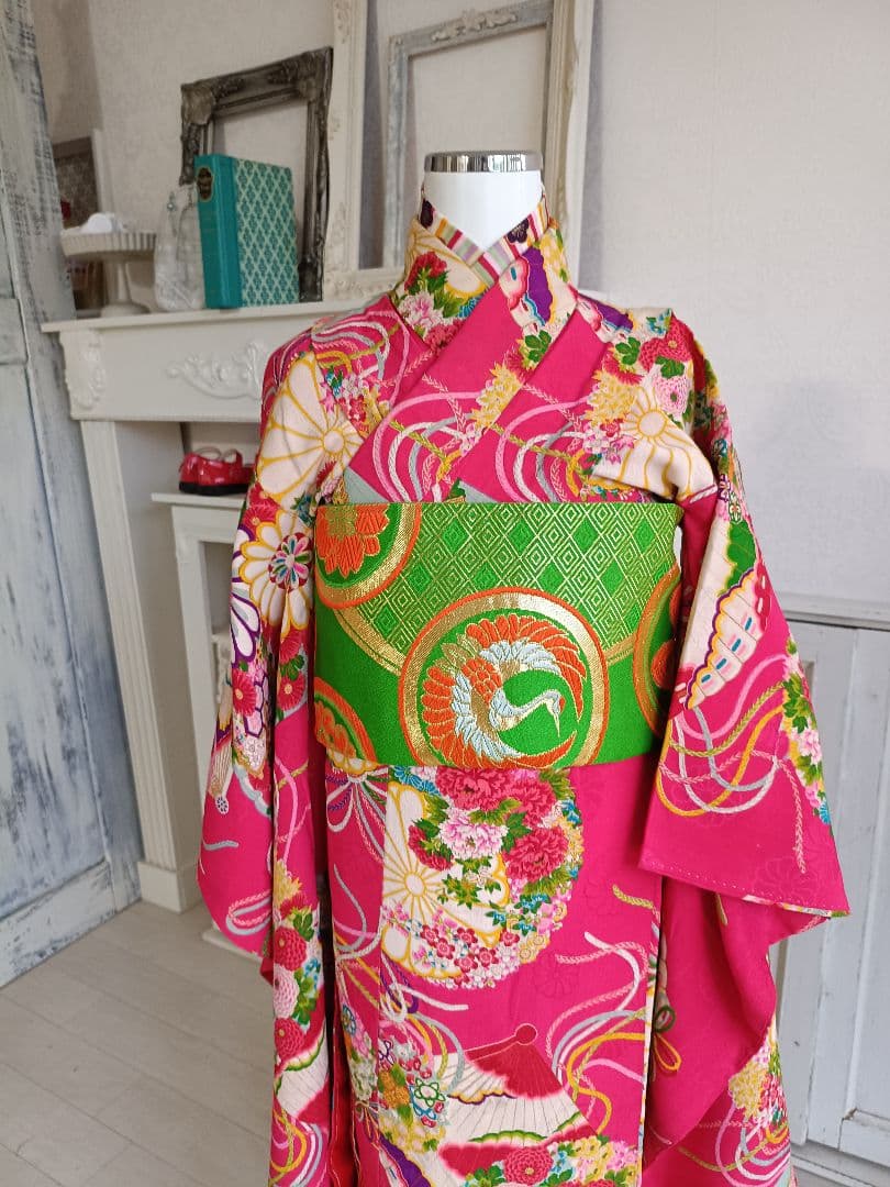 ☆グリーンの作り帯☆七五三ハーフ成人式