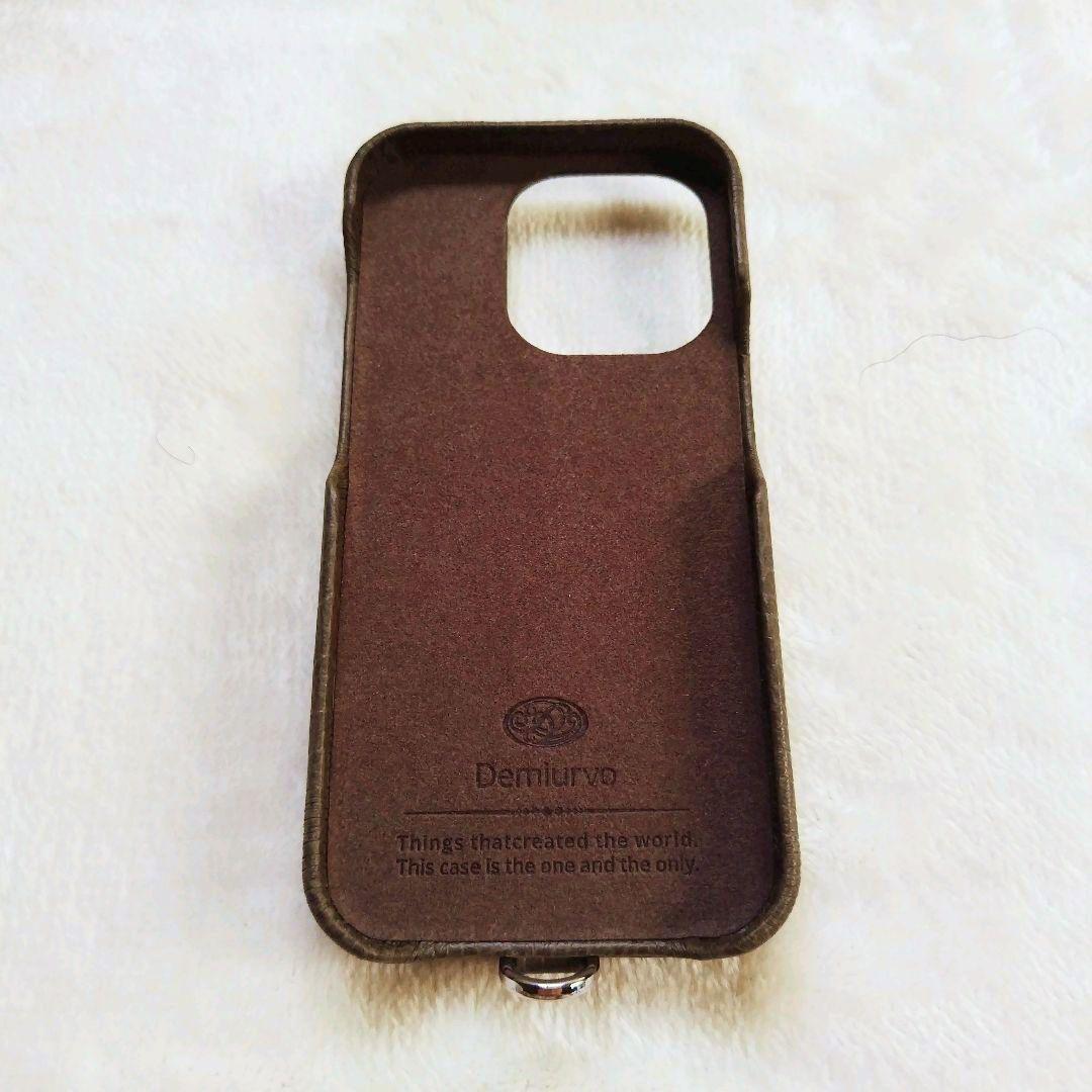 デミウ ポシェ FLAT レザー クロコ エトープ iPhone14＆ストラップ