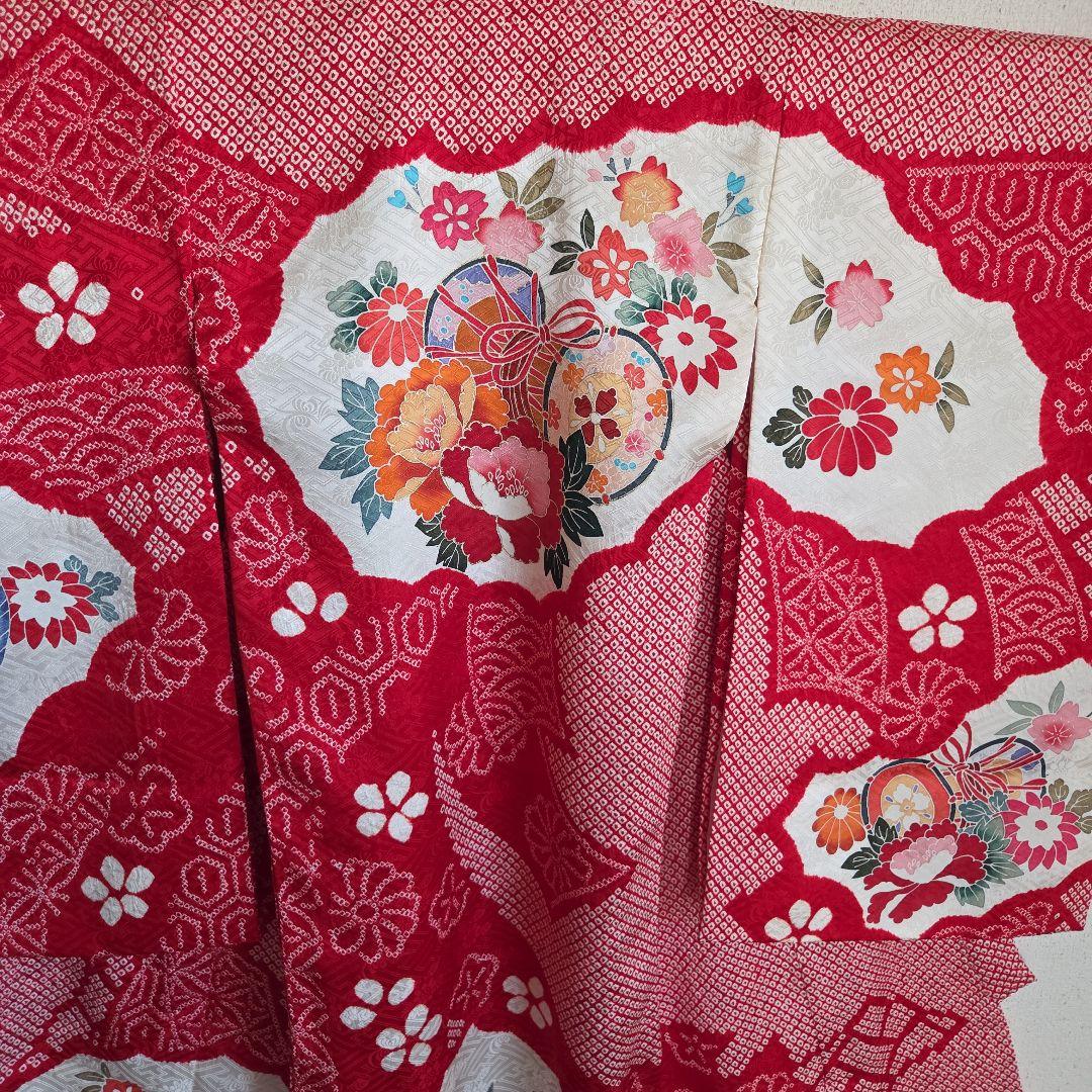 1-2　　正絹　女の子お祝い着物　産着　七五三　絞り