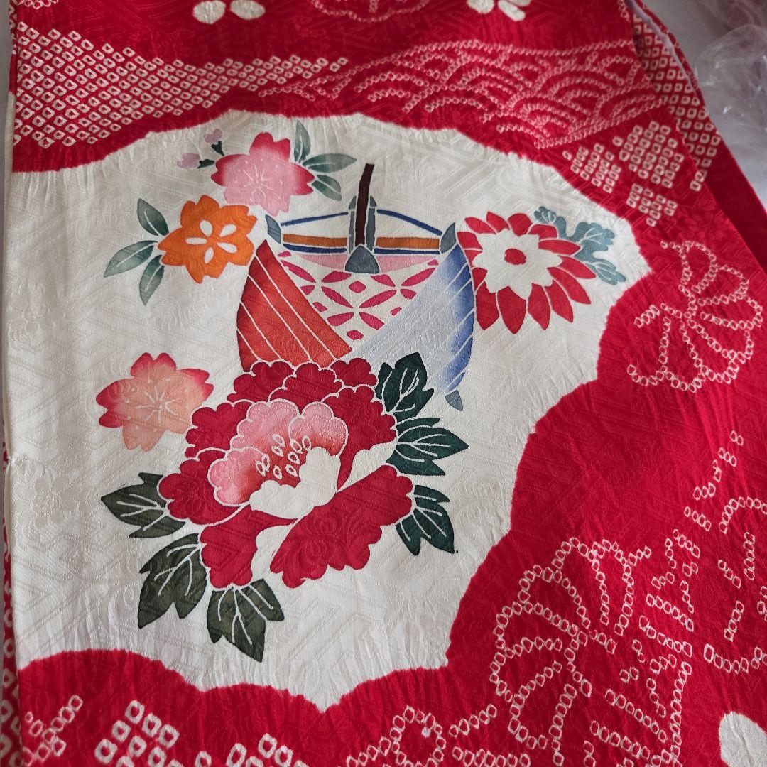 1-2　　正絹　女の子お祝い着物　産着　七五三　絞り