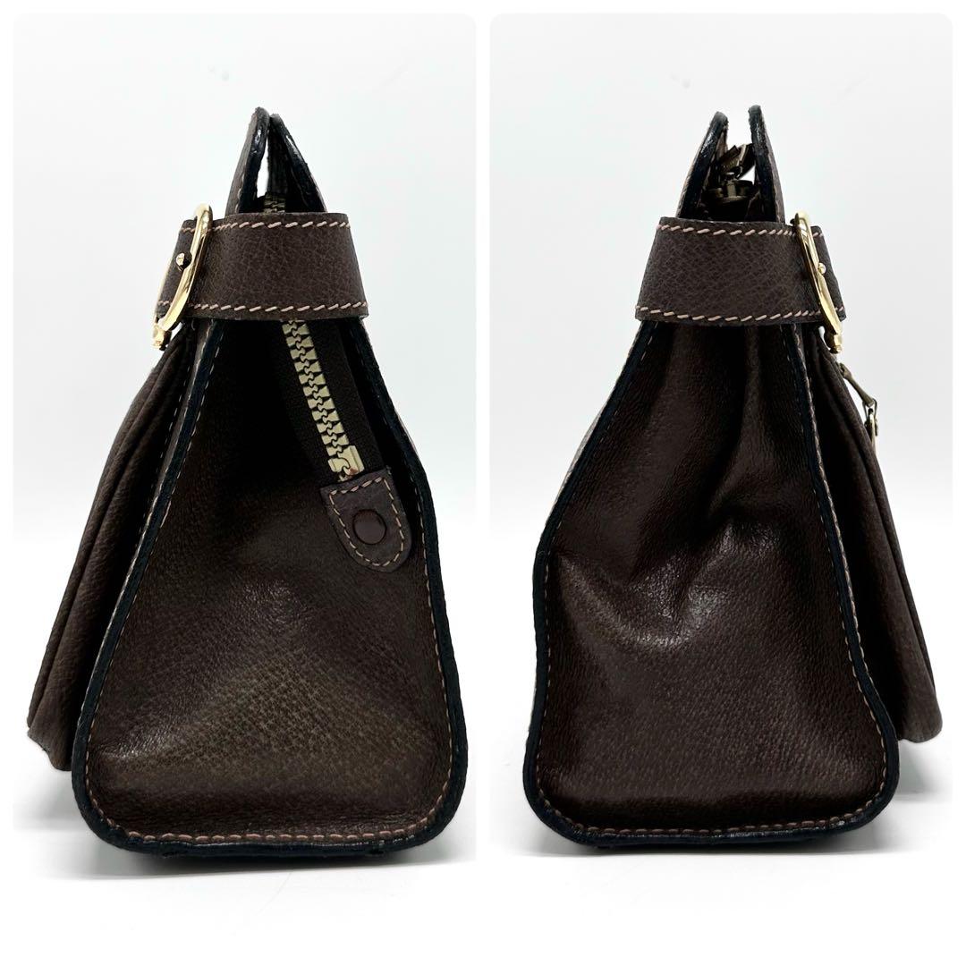 レア極美品 OLD GUCCI クラッチバッグ ロゴ金具 レザー 焦茶 男女兼用