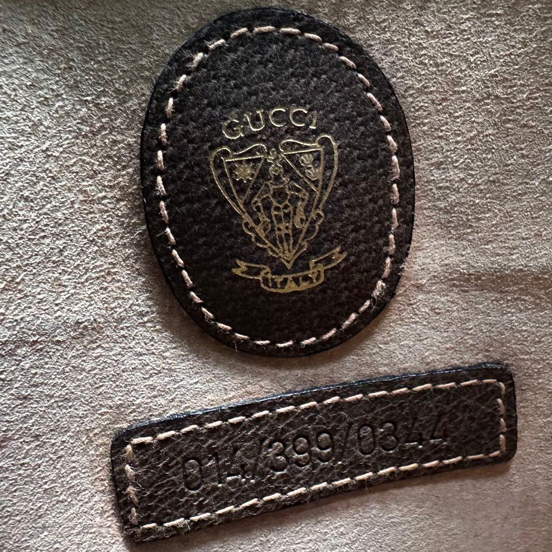 レア極美品 OLD GUCCI クラッチバッグ ロゴ金具 レザー 焦茶 男女兼用