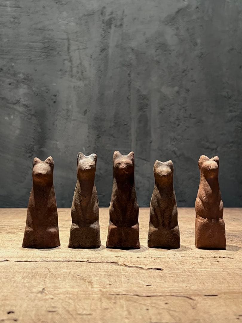 鉄砲狐 10体セット　／ 今戸焼 民藝 土人形 古道具 宗教美術 郷土玩具