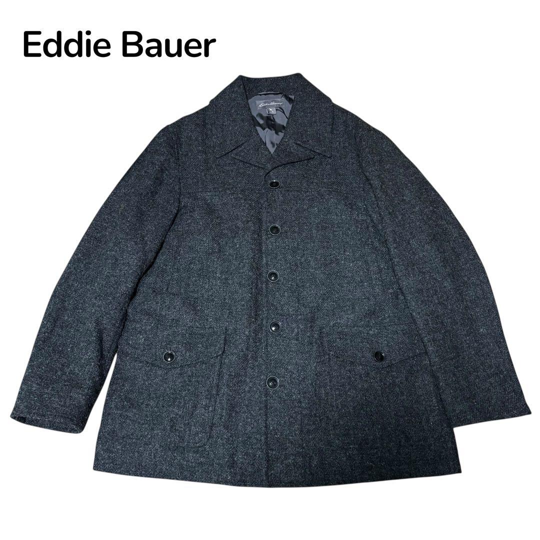 未使用品⭐︎エディーバウアー　ウールコート　ハリスツイード　ダークグレー　XL