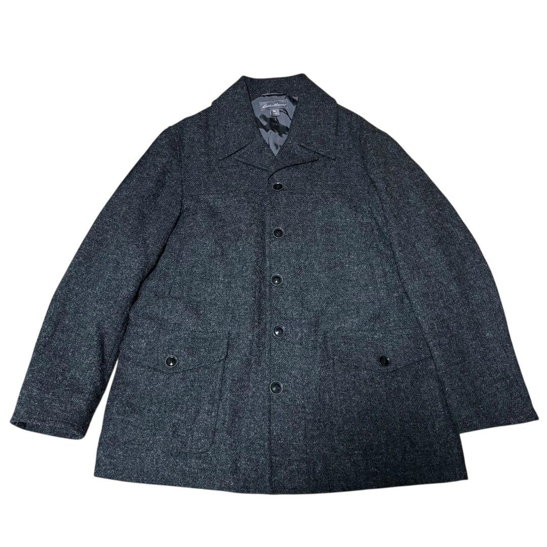 未使用品⭐︎エディーバウアー　ウールコート　ハリスツイード　ダークグレー　XL