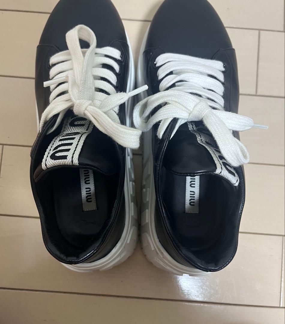 miumiu 厚底スニーカー　レザー　ブラック　サイズ36