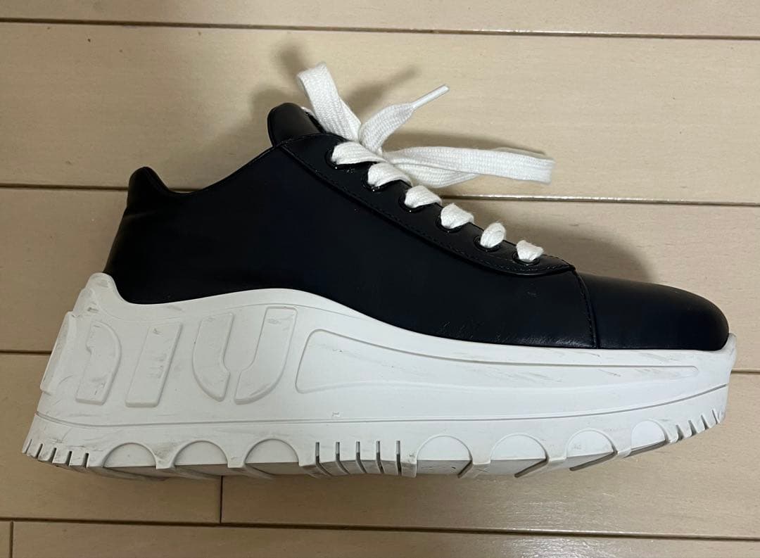 miumiu 厚底スニーカー　レザー　ブラック　サイズ36