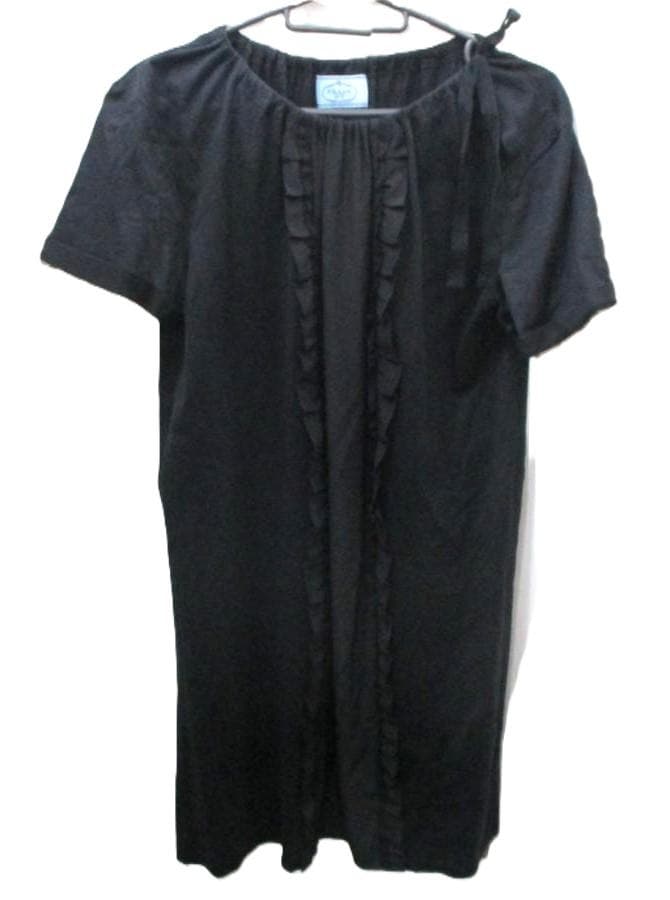 ◇プラダ ワンピース シルク切り替え レース 肩紐 腰紐 黒 ブラック Sサイズ