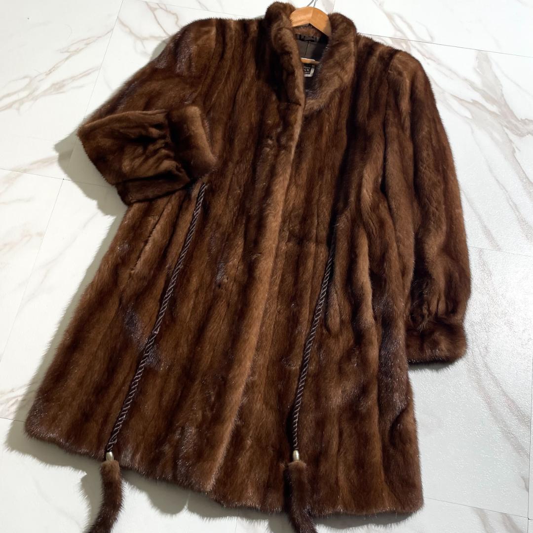 総丈90㎝ サガミンク 銀サガ MITSUKOSHI デミバフミンク コート L