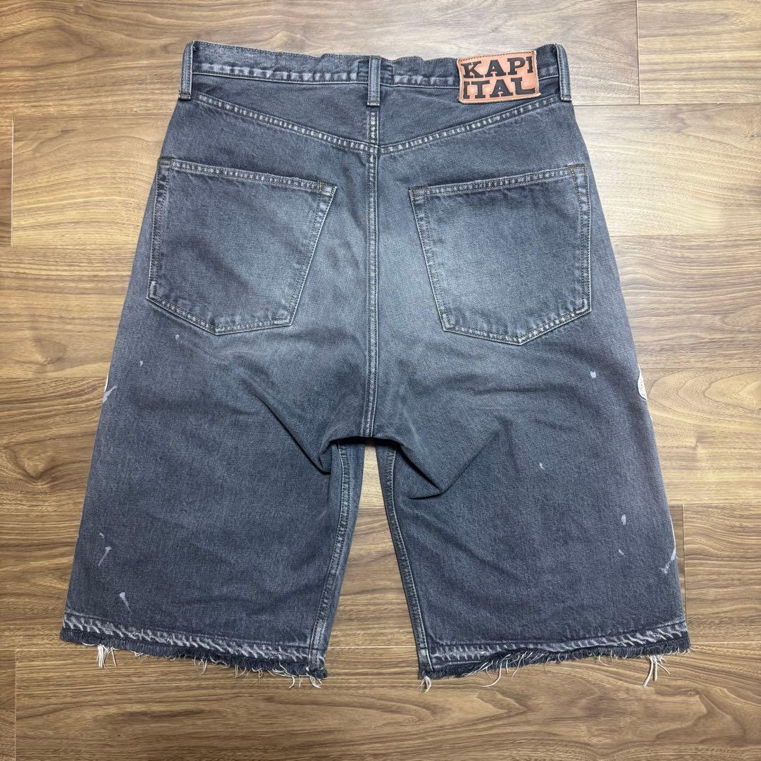 kapital bone 14oz ブラックデニム 5P ショートパンツ　34