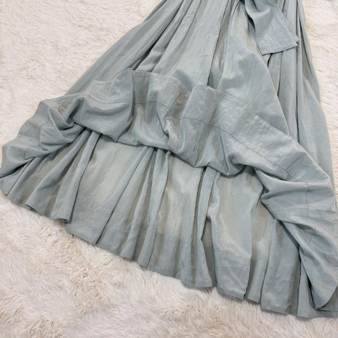 美品 ANAYI 淡い グリーン ロングワンピース 現行 36 Sサイズ ベルト