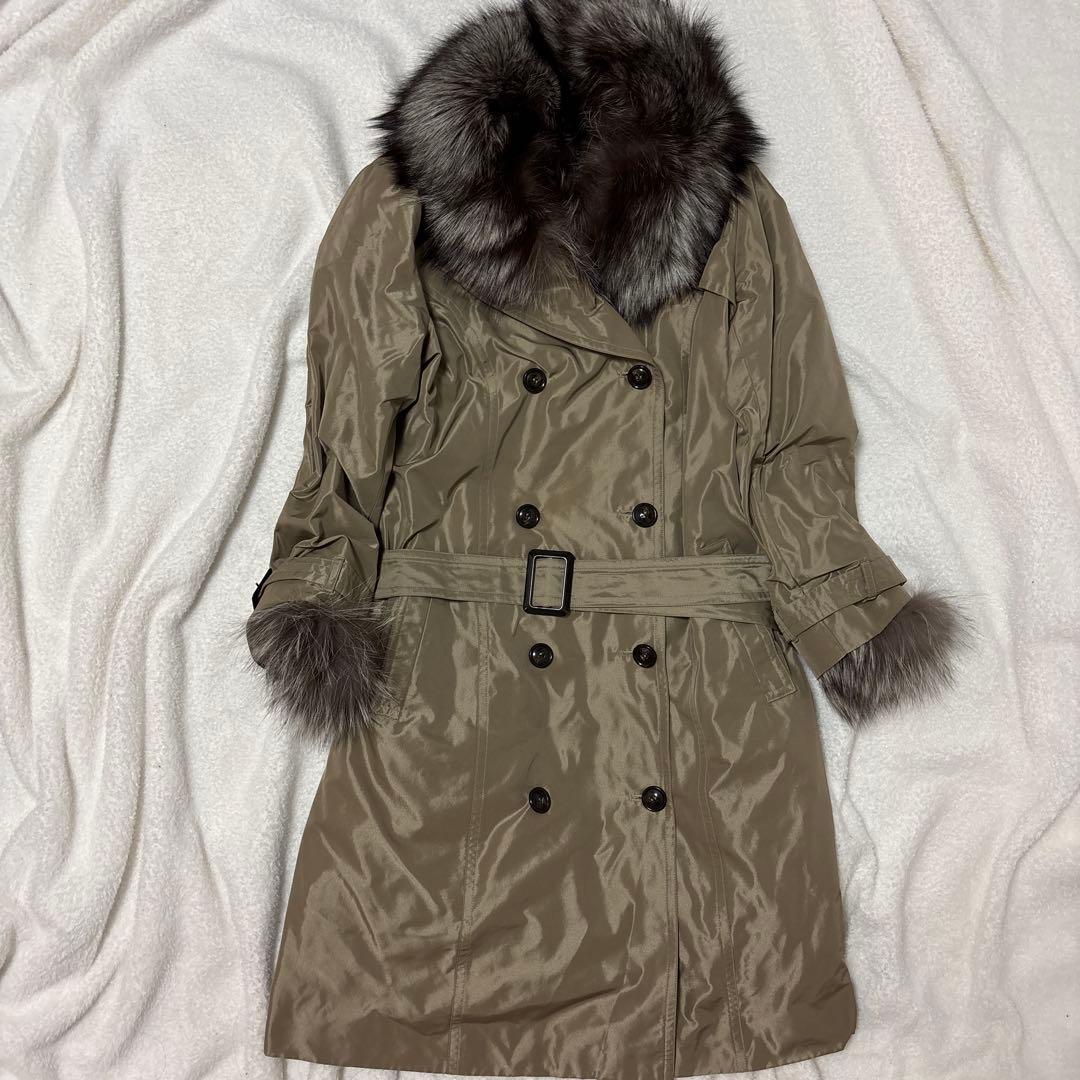 大きいサイズ　ダーマコレクション　シルバーフォックス　シルクライナー付きコート