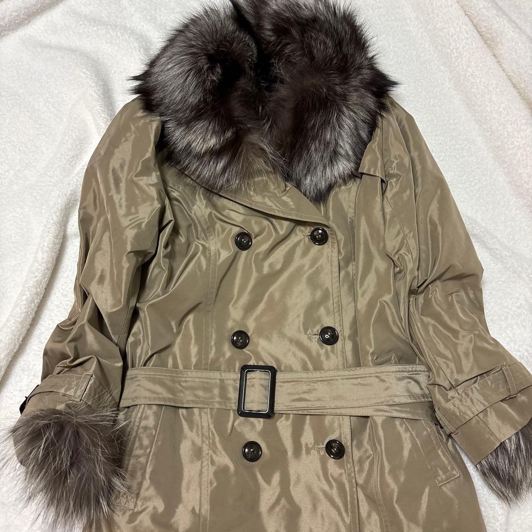 大きいサイズ　ダーマコレクション　シルバーフォックス　シルクライナー付きコート