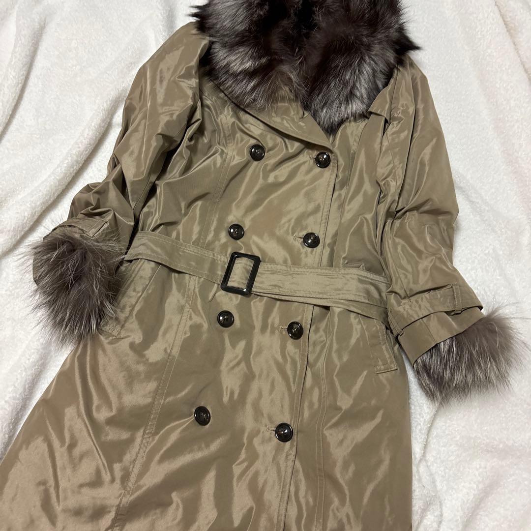 大きいサイズ　ダーマコレクション　シルバーフォックス　シルクライナー付きコート