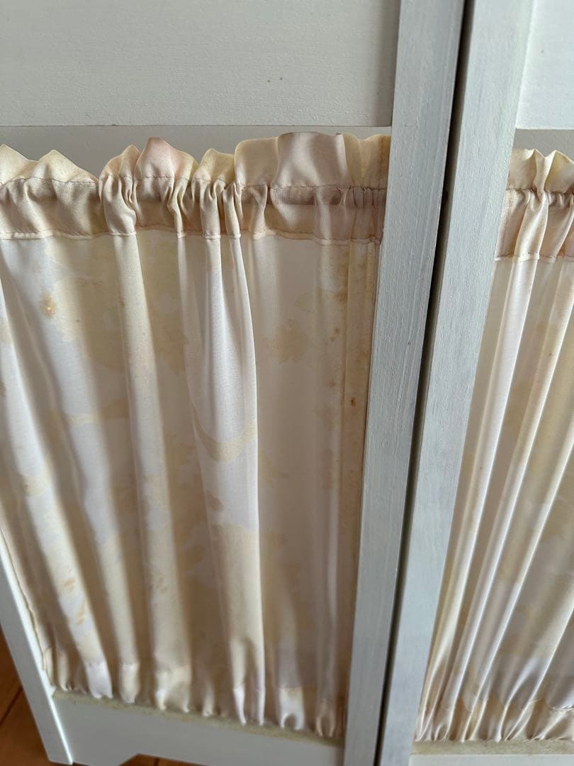 イマン/マニー木製パーテーション 花柄カーテン付き/アンティーク/ドール