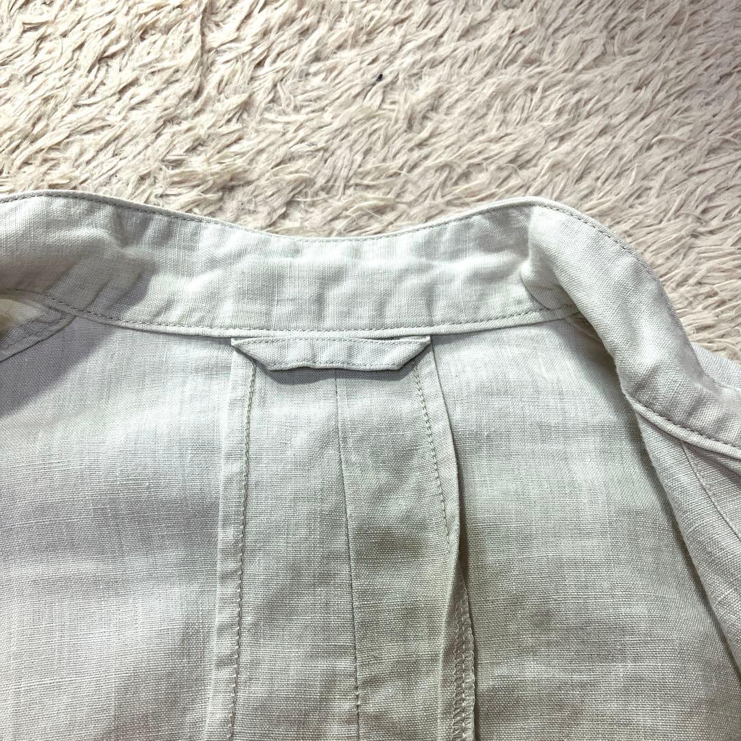 45rpm リネンジャケット　ノーカラー　アイボリー　麻100% 大きい　XL