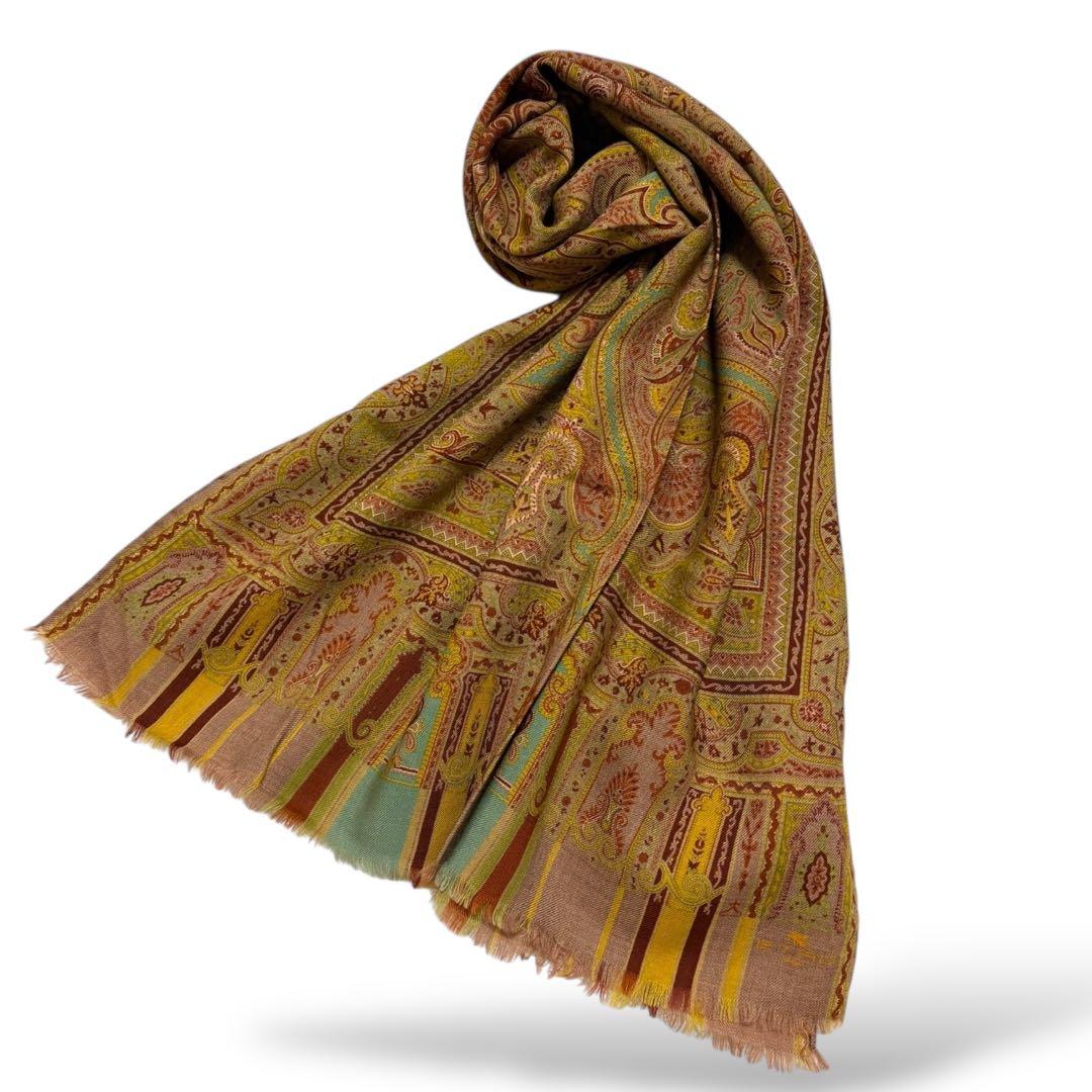 未使用✴︎ エトロ ストール ペイズリー ウールシルク イタリア製 大判