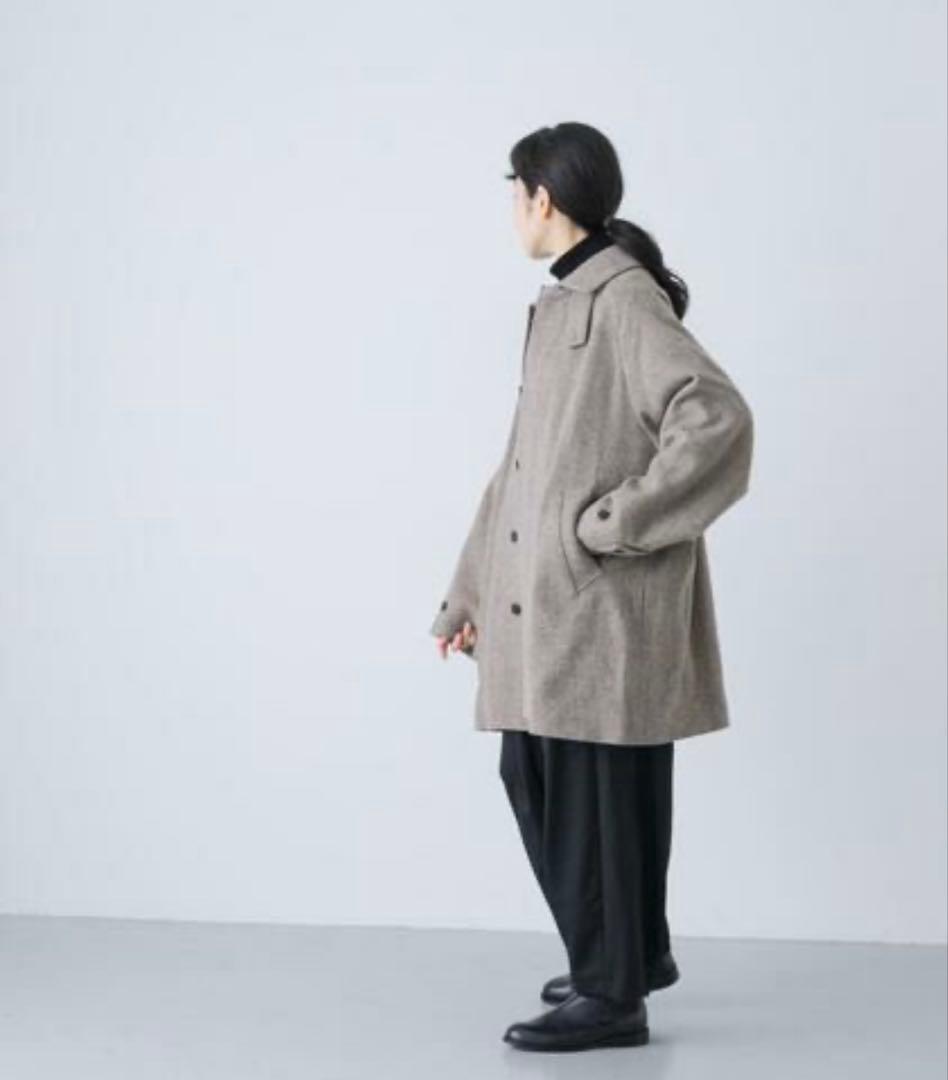 新品タグ付　かぐれ　ヘリンボンウールショートコート　ベージュ　今季完売　お値下げ