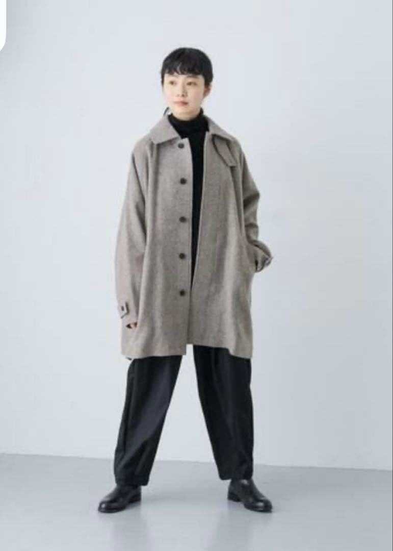 新品タグ付　かぐれ　ヘリンボンウールショートコート　ベージュ　今季完売　お値下げ