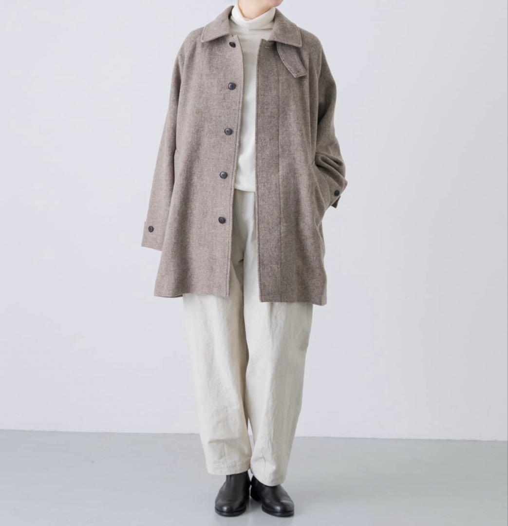 新品タグ付　かぐれ　ヘリンボンウールショートコート　ベージュ　今季完売　お値下げ