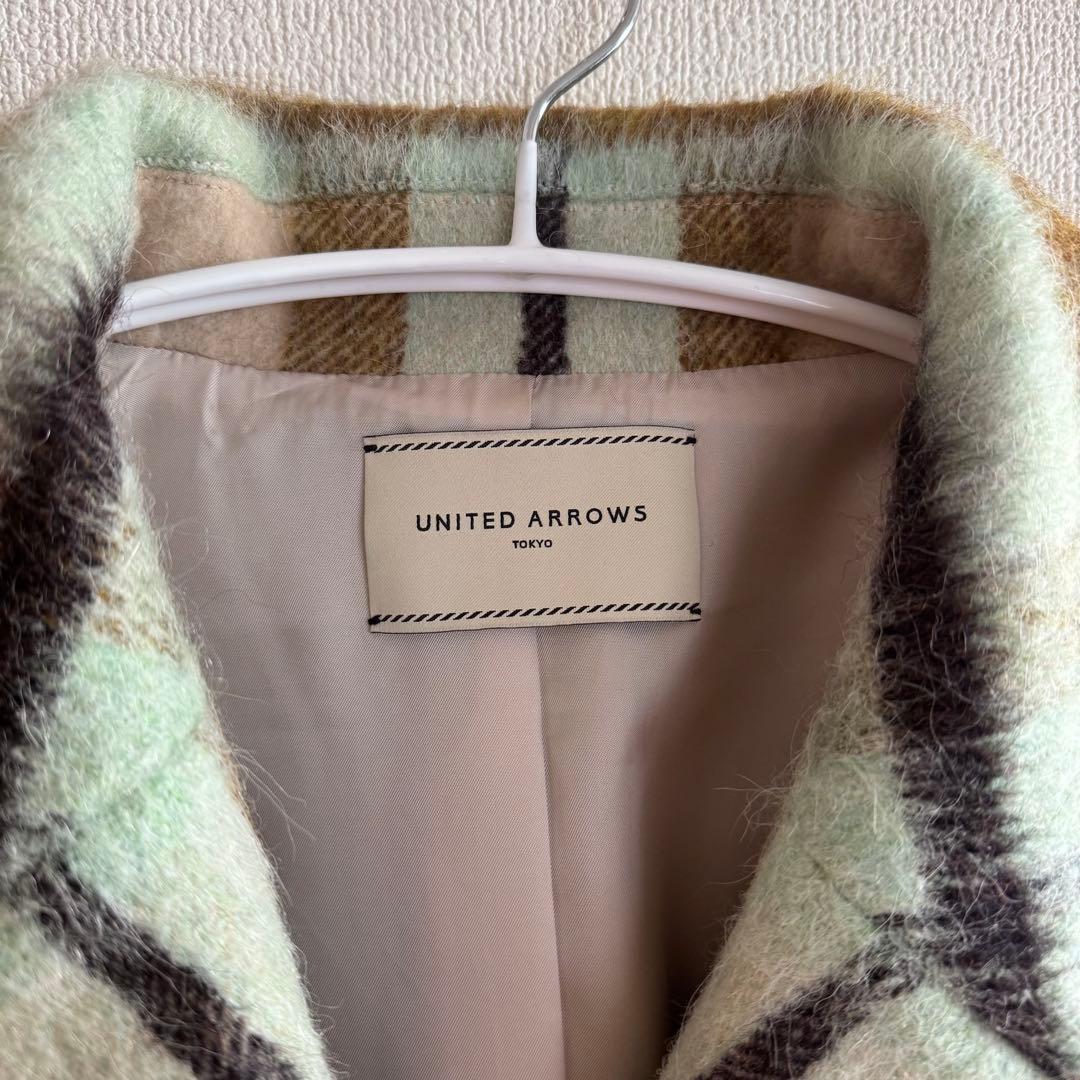 UNITED ARROWS シャギー チェック ショート コート【☆美品】