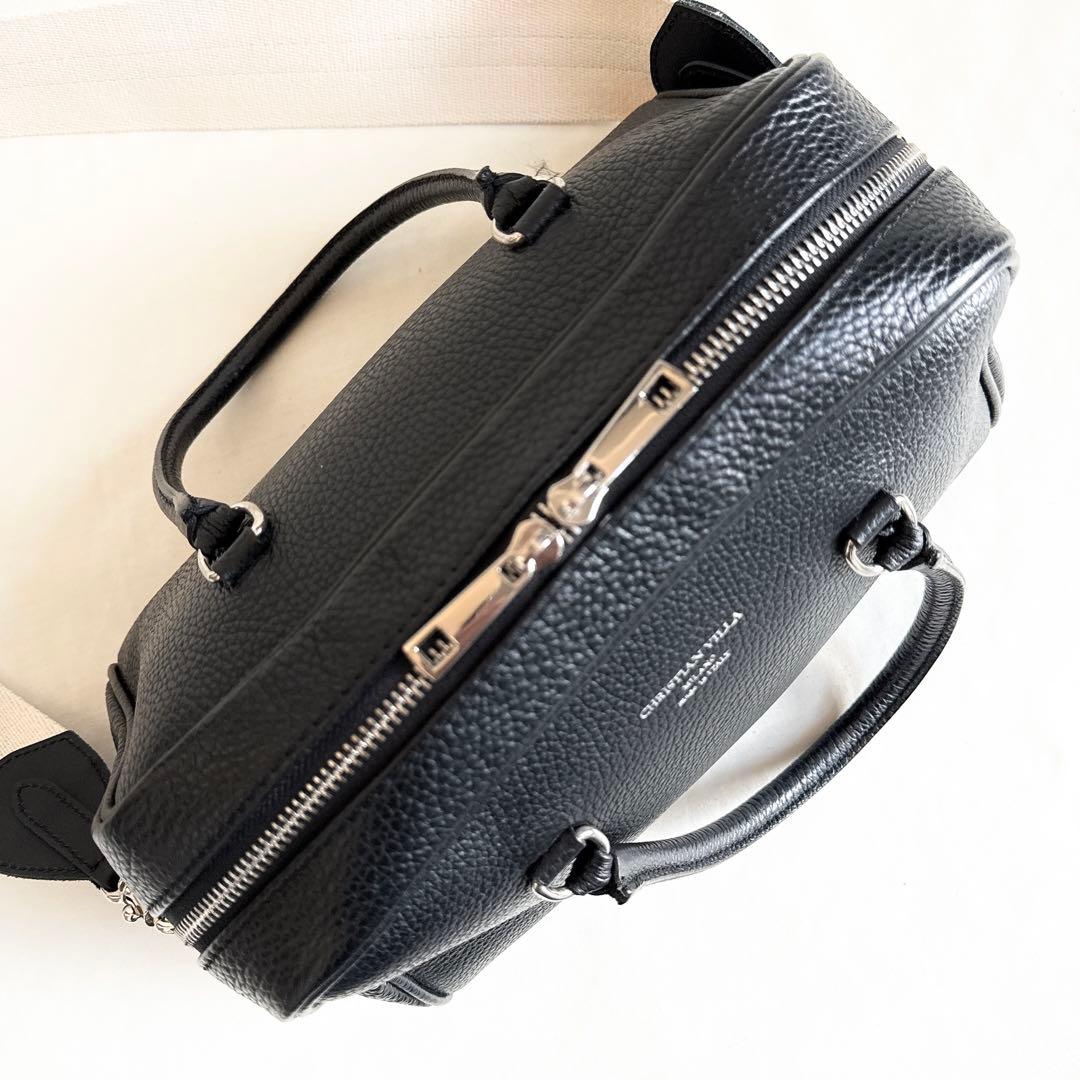 【極美品】クリスチャンヴィラ　ボストンバッグ　レザー　ハンドバッグ　黒