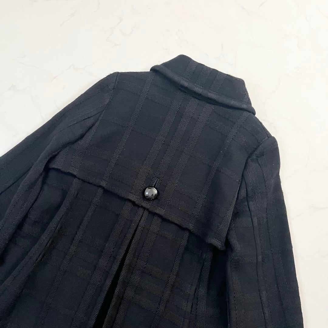 希少　バーバリーブルーレーベル　シャドーチェックコート　Aライン ブラック　38