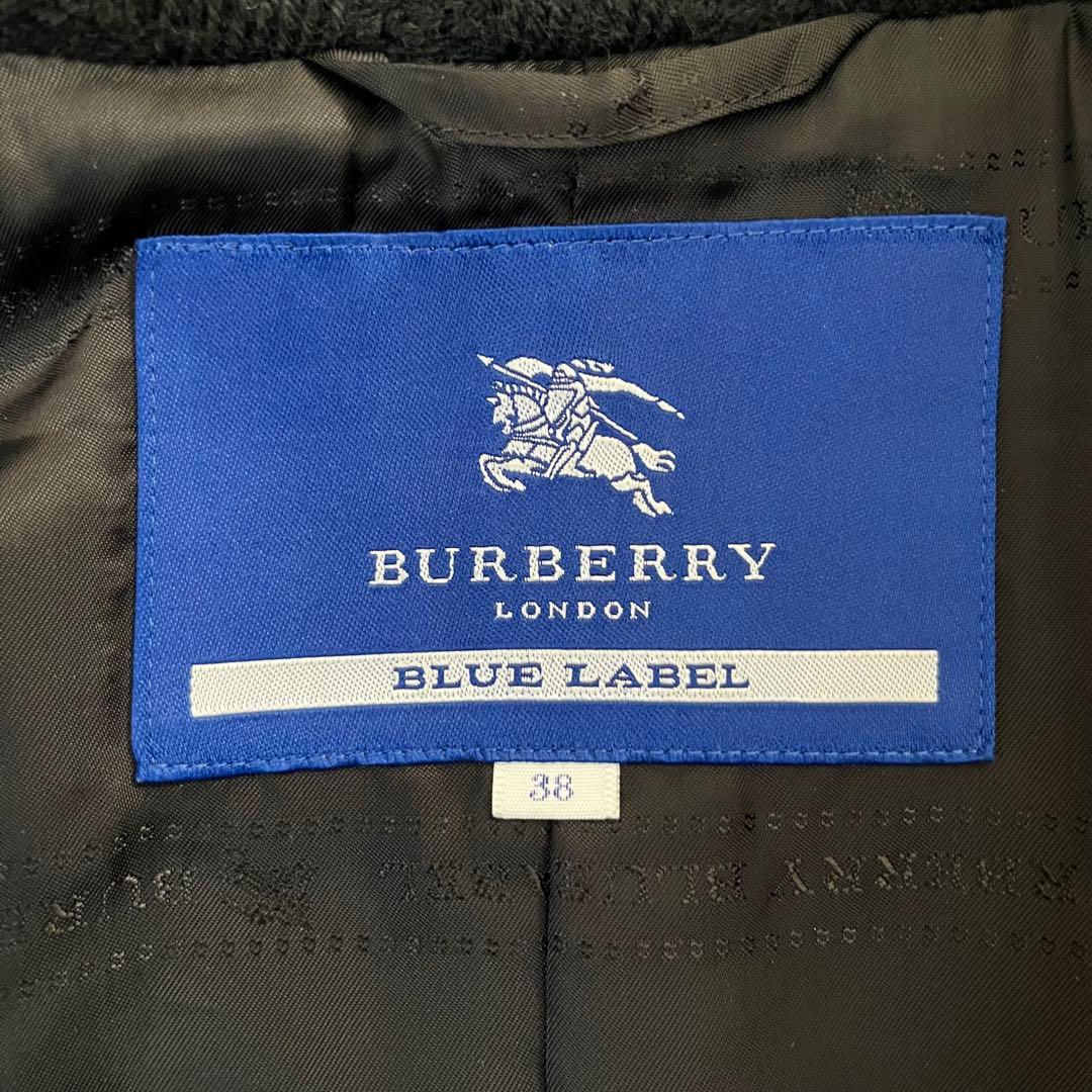 希少　バーバリーブルーレーベル　シャドーチェックコート　Aライン ブラック　38