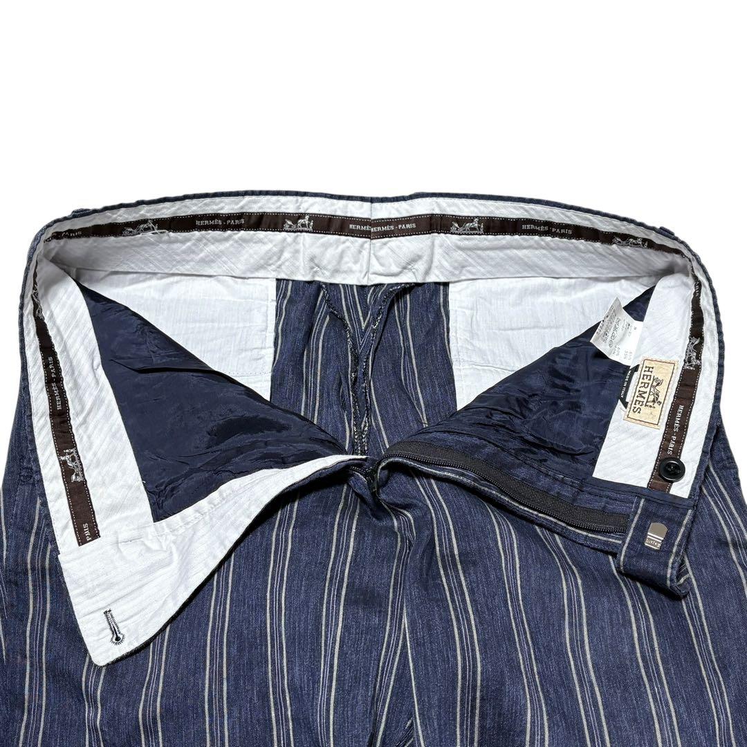 HERMES エルメス ストライプ ボトムス 50