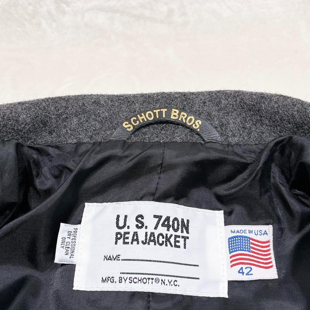 新品同様✨　schott ショット　ピーコート　ダブル　ウール　グレー　42