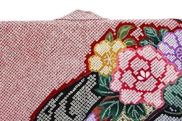 ★専用★美品 本振袖 総絞り 赤 墨黒 牡丹 菊 金彩加工 身丈162cm 正絹