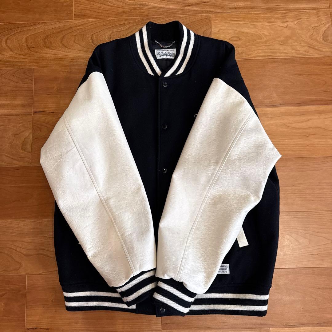 WACKO MARIA スタジャン 黒/白23SS-WMO-BL07-BK