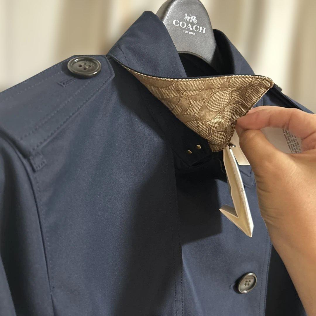新品タグ付　コーチ　トレンチコート　ロングコート　　ネイビー　M
